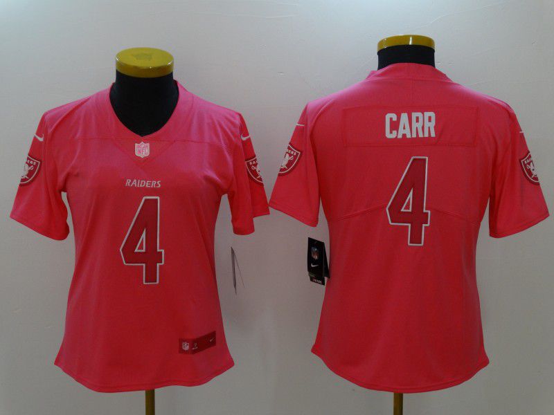 Women Oakland Raiders #4 Carr Pink Nike Vapor Untouchable Limited NFL Jerseys1->->Women Jersey